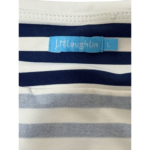 J. McLaughlin Nicola Skirt Striped Blue White Catalina Cloth Tiered Women Size L - Picture 4 of 8